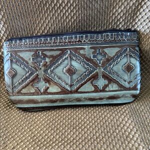 Elegant Blue and Brown Key & Card Holder